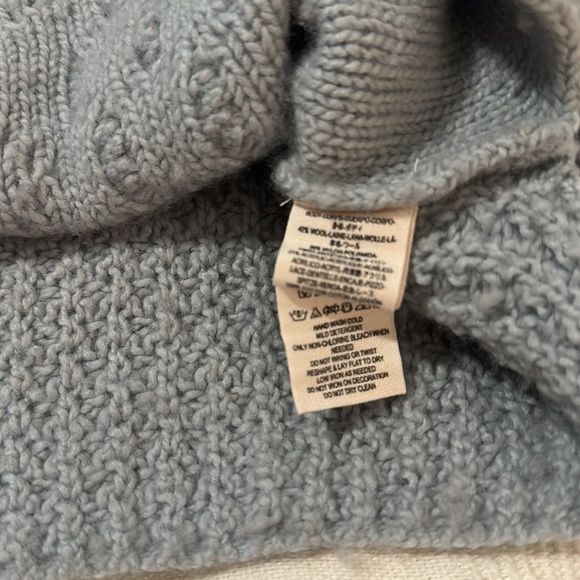 Free People Light Blue Aurora Embellished Lace Crochet Cable Knit Sweater - Picture 4 of 5